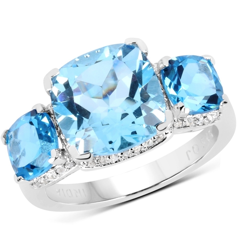 Genuine Swiss Blue Topaz Ring Sterling Silver Size 8! - Picture 4 of 7